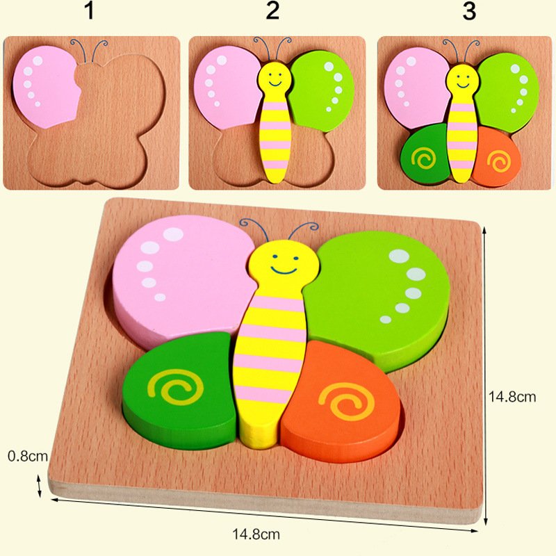 Wooden 3d Puzzle Montessori Game Toys Wood Puzzle Educational Toys Jigsaw Puzzle for Kids Animal PVC OEM Unisex Plastic Cover