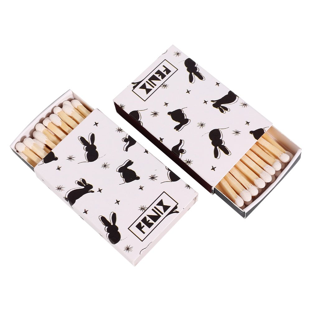 Wholesale White Match Heads Safety Custom Matchsticks Printing Paper Rabbit Pattern Design Matchbox