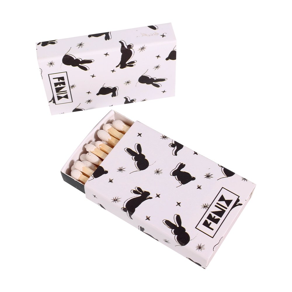 Wholesale White Match Heads Safety Custom Matchsticks Printing Paper Rabbit Pattern Design Matchbox