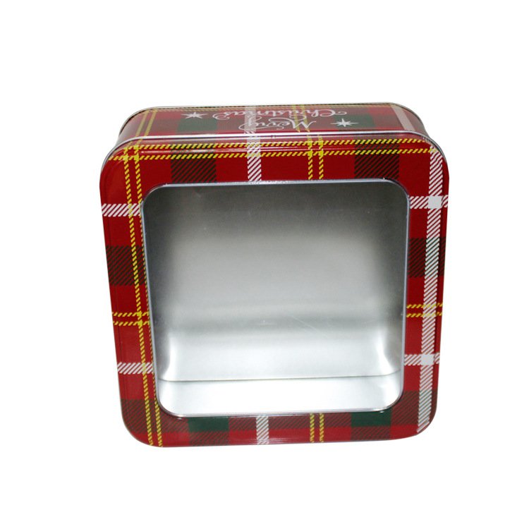personalized metal with lid match with gift packaging us retangler cookie Christmas can tin box