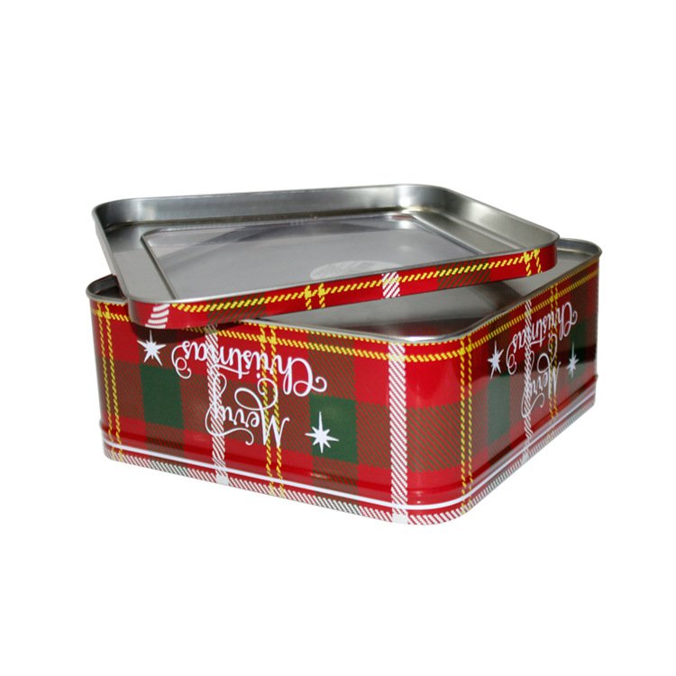personalized metal with lid match with gift packaging us retangler cookie Christmas can tin box