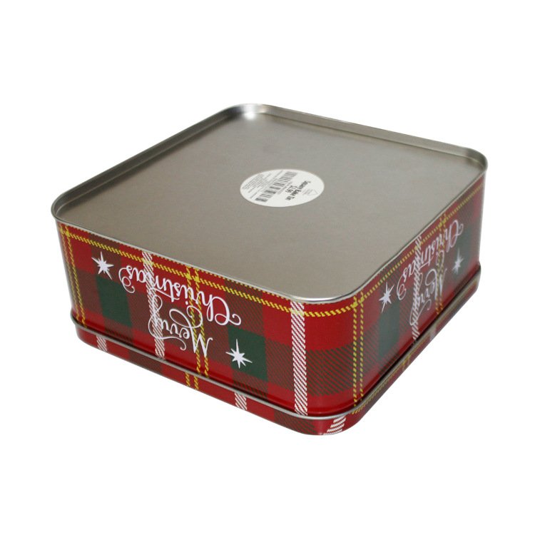 personalized metal with lid match with gift packaging us retangler cookie Christmas can tin box