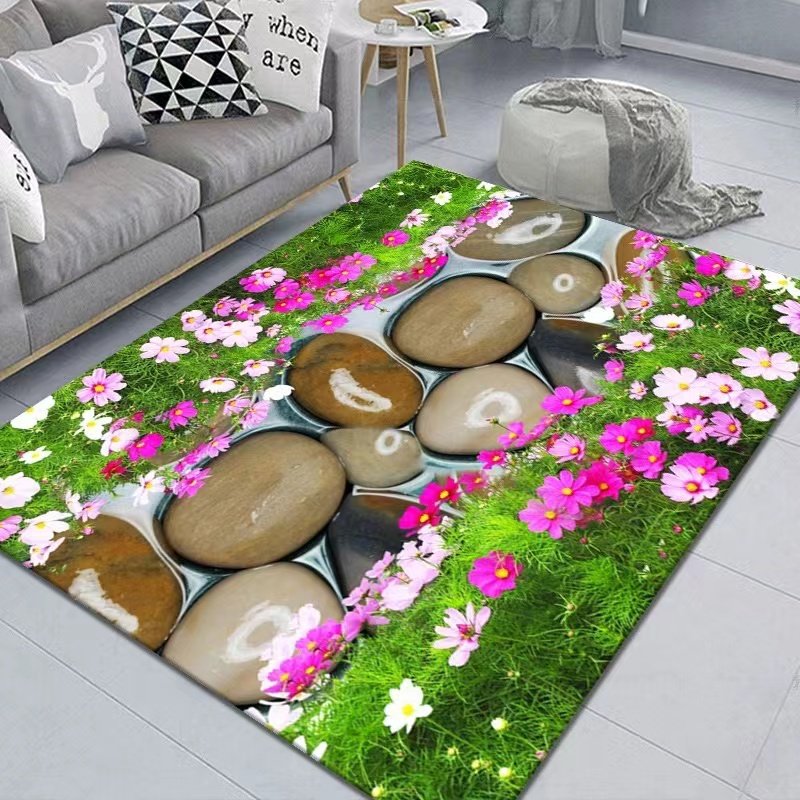 Wholesale nordic design large modern house floor 3d washable oval roserugs and sets boho style household