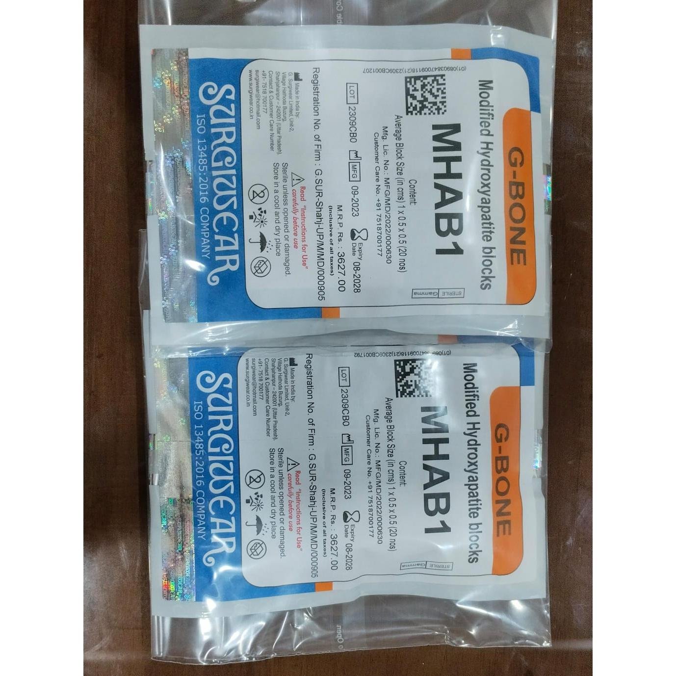 Surgiwear G-Bone Modified Hydroxyapatite Blocks, Polmethyl Methacrylate