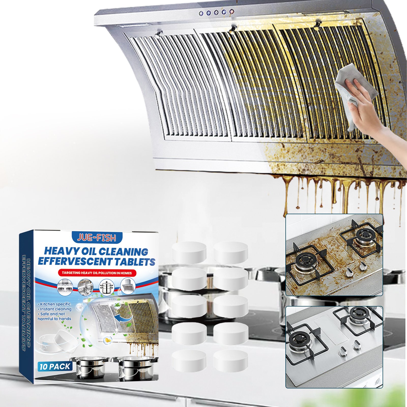 Jue-fish Sustainable Heavy Oil Cleaner Natural Kitchen Grease Cleaner Non-toxtic Oil Stain Cleaners