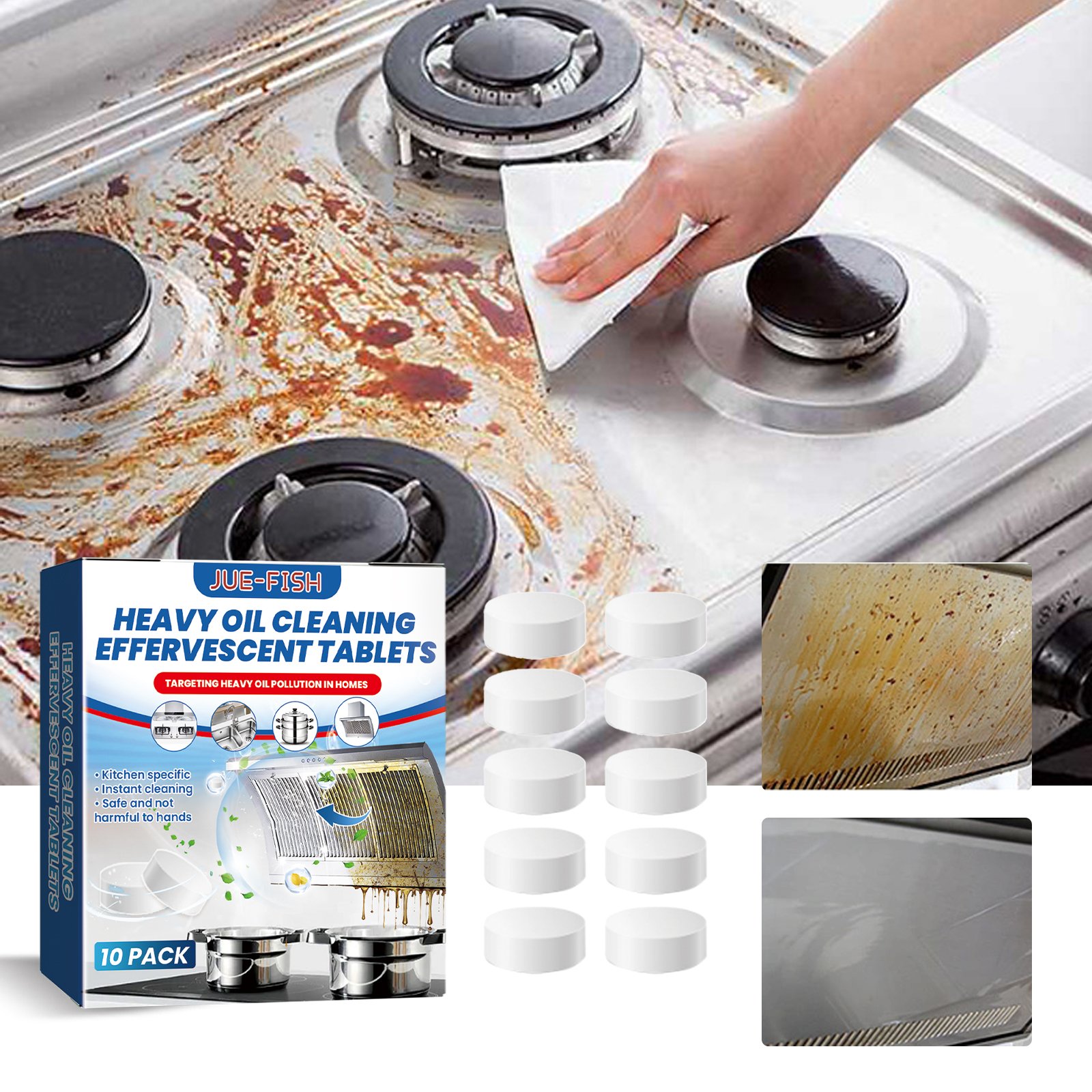 Jue-fish Sustainable Heavy Oil Cleaner Natural Kitchen Grease Cleaner Non-toxtic Oil Stain Cleaners