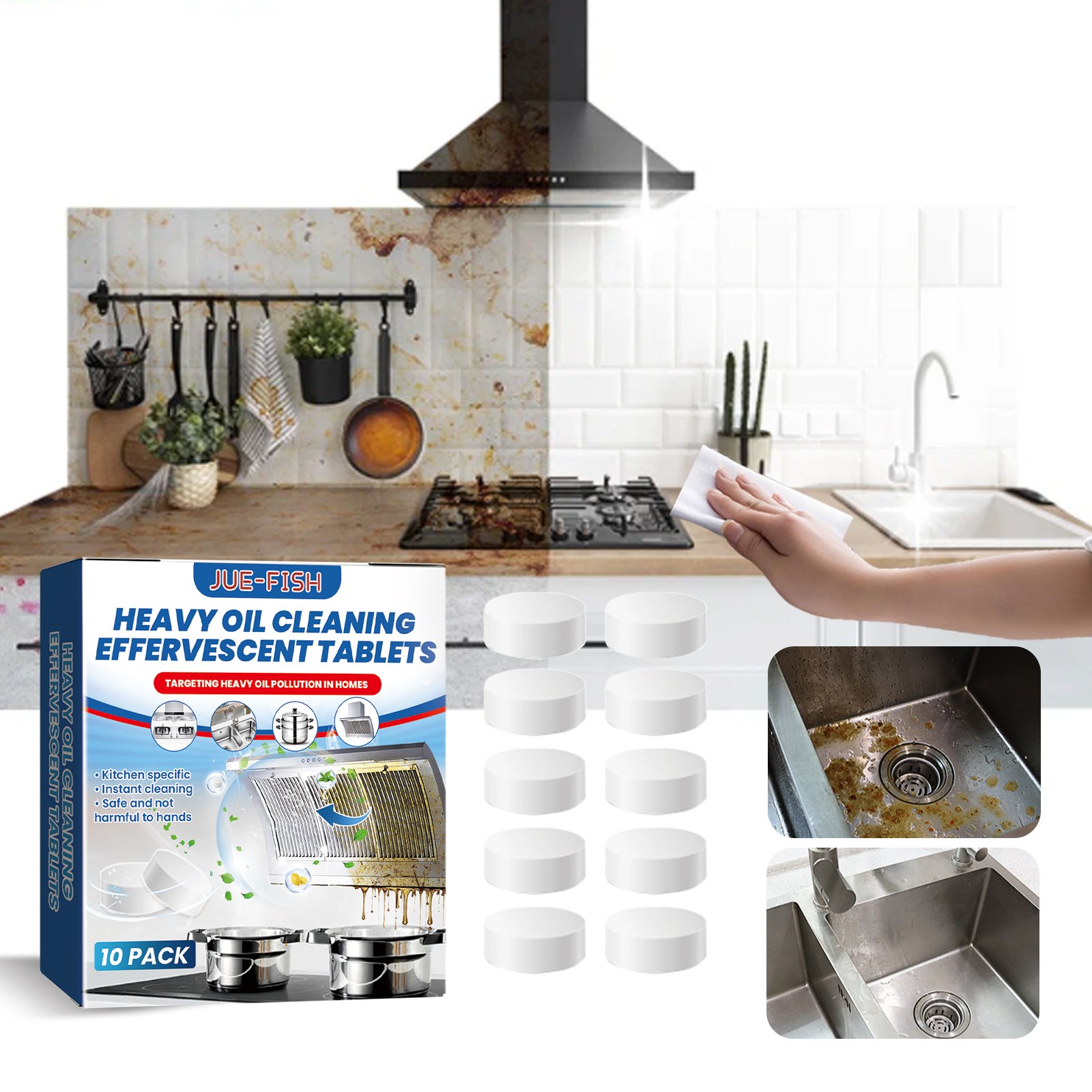 Jue-fish Sustainable Heavy Oil Cleaner Natural Kitchen Grease Cleaner Non-toxtic Oil Stain Cleaners