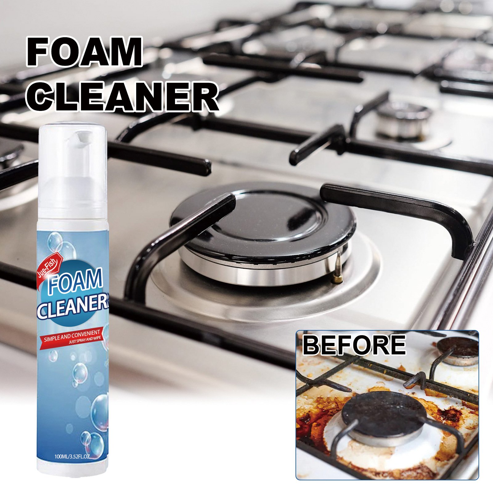 Foam cleaner Kitchen cooktop cookware range hood oil stain and dirt removal cleaner