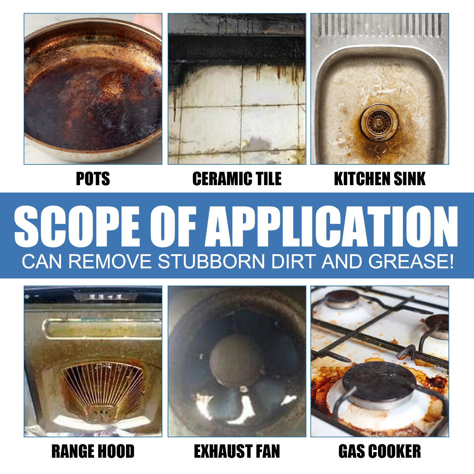 Foam cleaner Kitchen cooktop cookware range hood oil stain and dirt removal cleaner