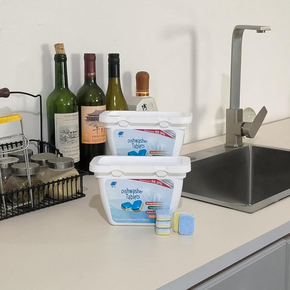 Dishwasher Cleaner TabletsKitchen Dishwasher Soap Tablets Cleaner Strong Oil Stain Removal Descaling Detergent Tablet