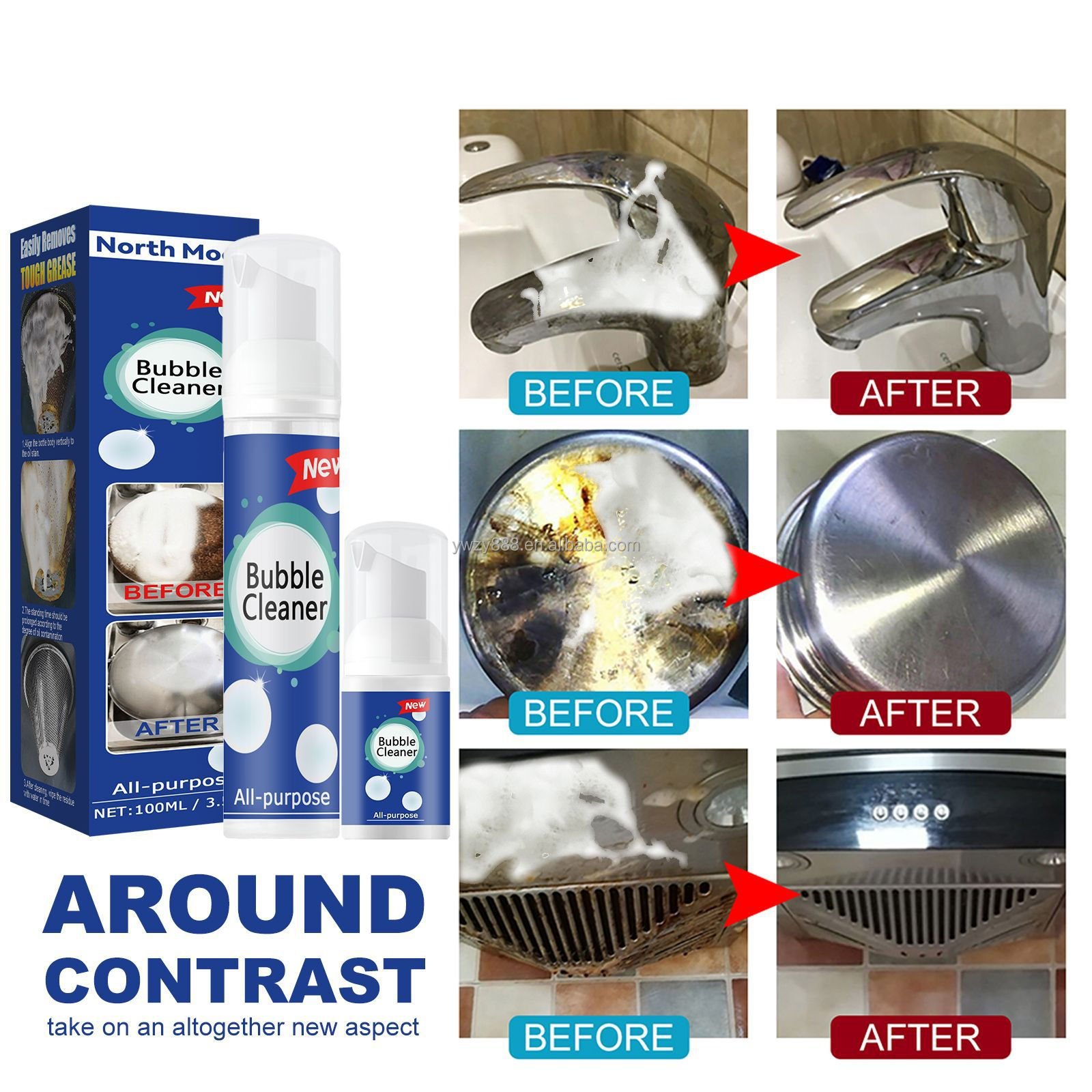 Oil foam cleaner Kitchen range hood derust remover stove heavy oil cleaning and decontamination