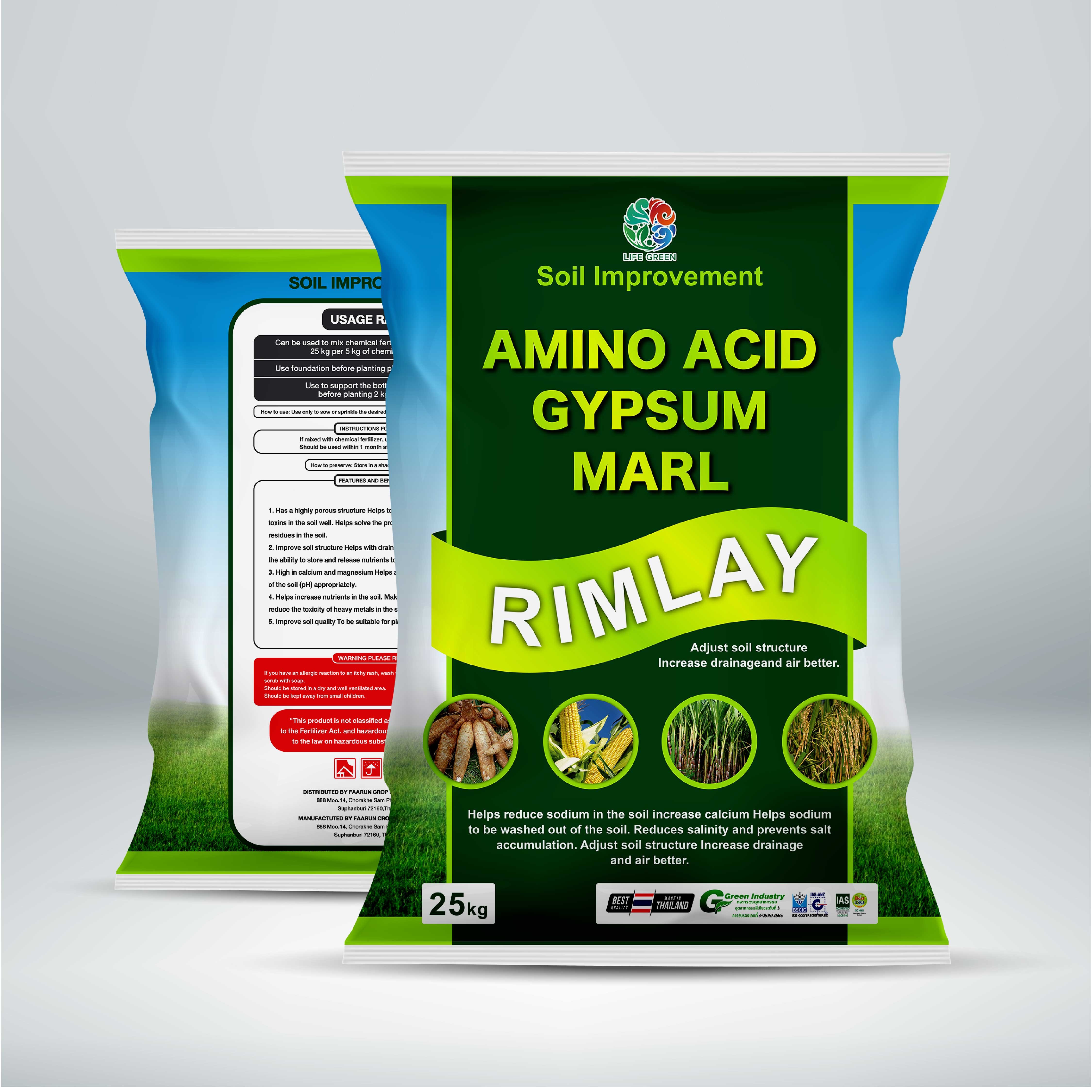 RIMLAY Organic Fertilizer from Thailand Gypsum Marl Amino Acid Soil Improvement Powder for Plant Agriculture