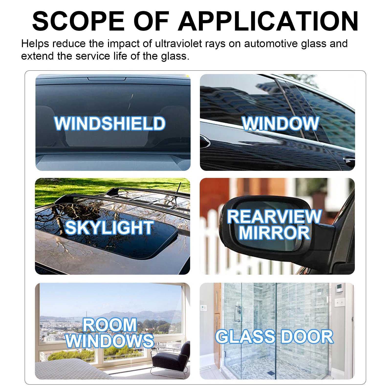Car glass and ceramic cleaning kit, car window and windshield stain and oil film remover