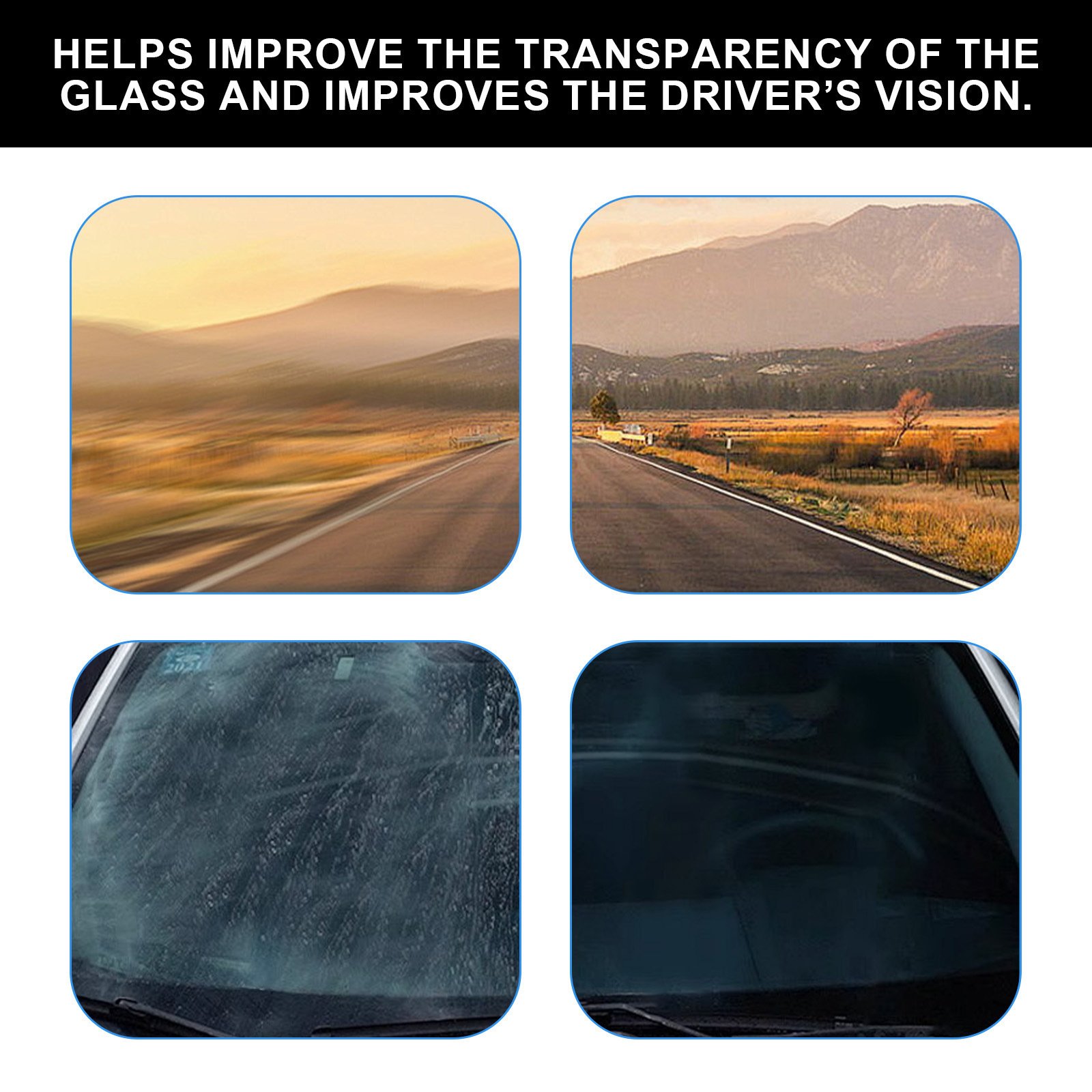 Car glass and ceramic cleaning kit, car window and windshield stain and oil film remover