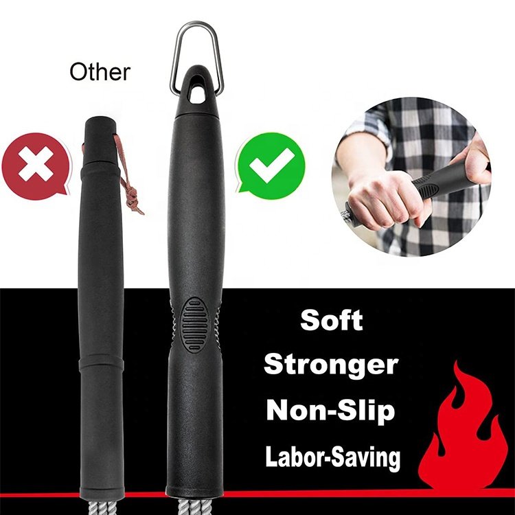 Barbecue Durable Stainless Steel Long Handle Bbq Grilling Clean Oil Stains Cleaner Tool Bbq Grill Wire Brush Cleaning