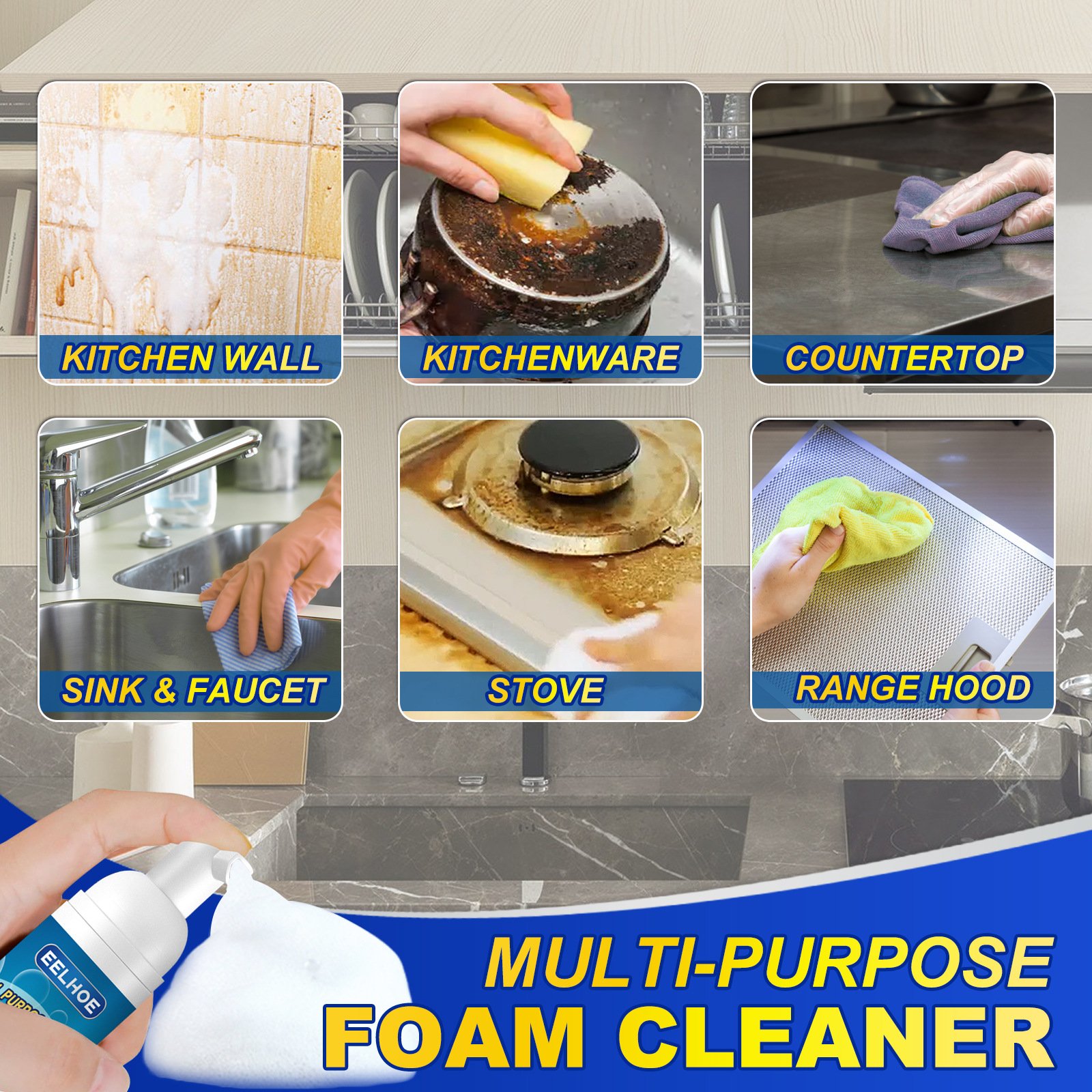 Eco friendly Powerful Magic Kitchen Grease Cleaner Rust Stain remover Magic Degreaser Easy to clean kitchen foam cleaner