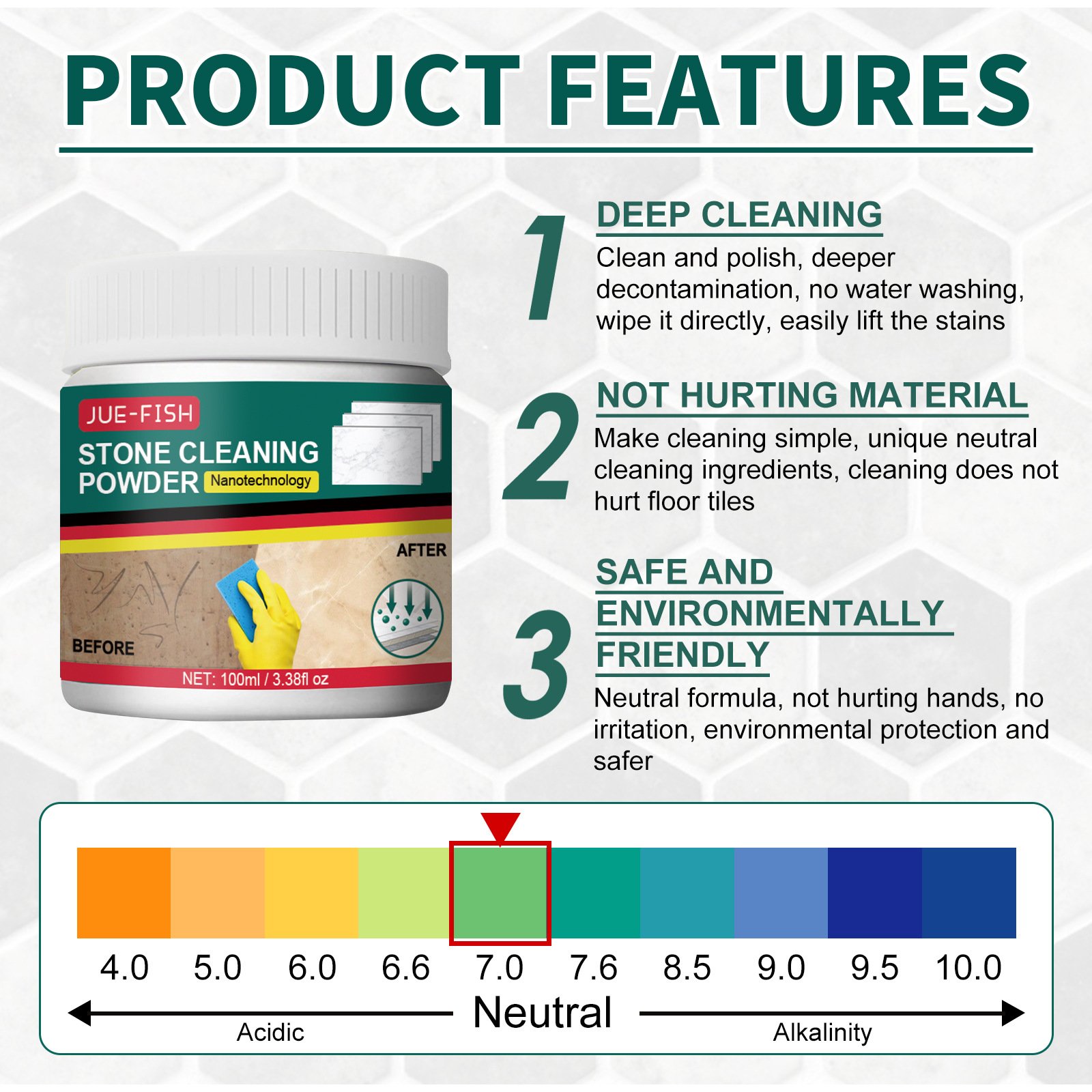 Stone cleaning powder strong decontamination polishing kitchen quartz stone countertop marble tile cleaning
