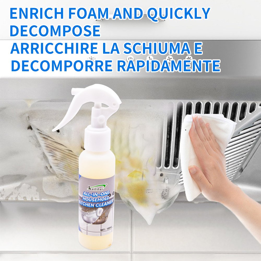 Heavy Duty Kitchen Oil Stain Cleaner Spray Grease Gas Cooker Pots Cleaner Effective Sink Surfaces Detergent Grease Removal