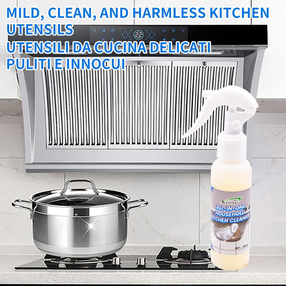 Heavy Duty Kitchen Oil Stain Cleaner Spray Grease Gas Cooker Pots Cleaner Effective Sink Surfaces Detergent Grease Removal