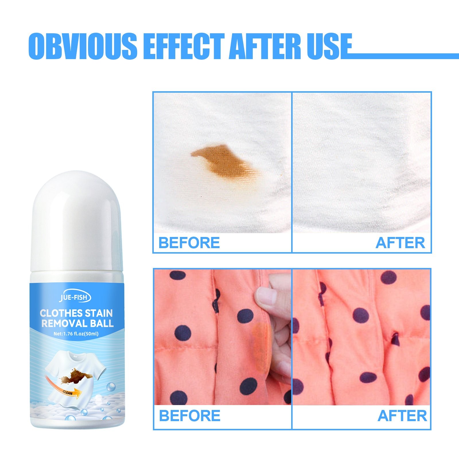 JUE-FISH Clothes Stain Removal Rolling Ball Detergent Fabric Clothing Sofa Pants Cleaning Products Oil Stain Removing Ball