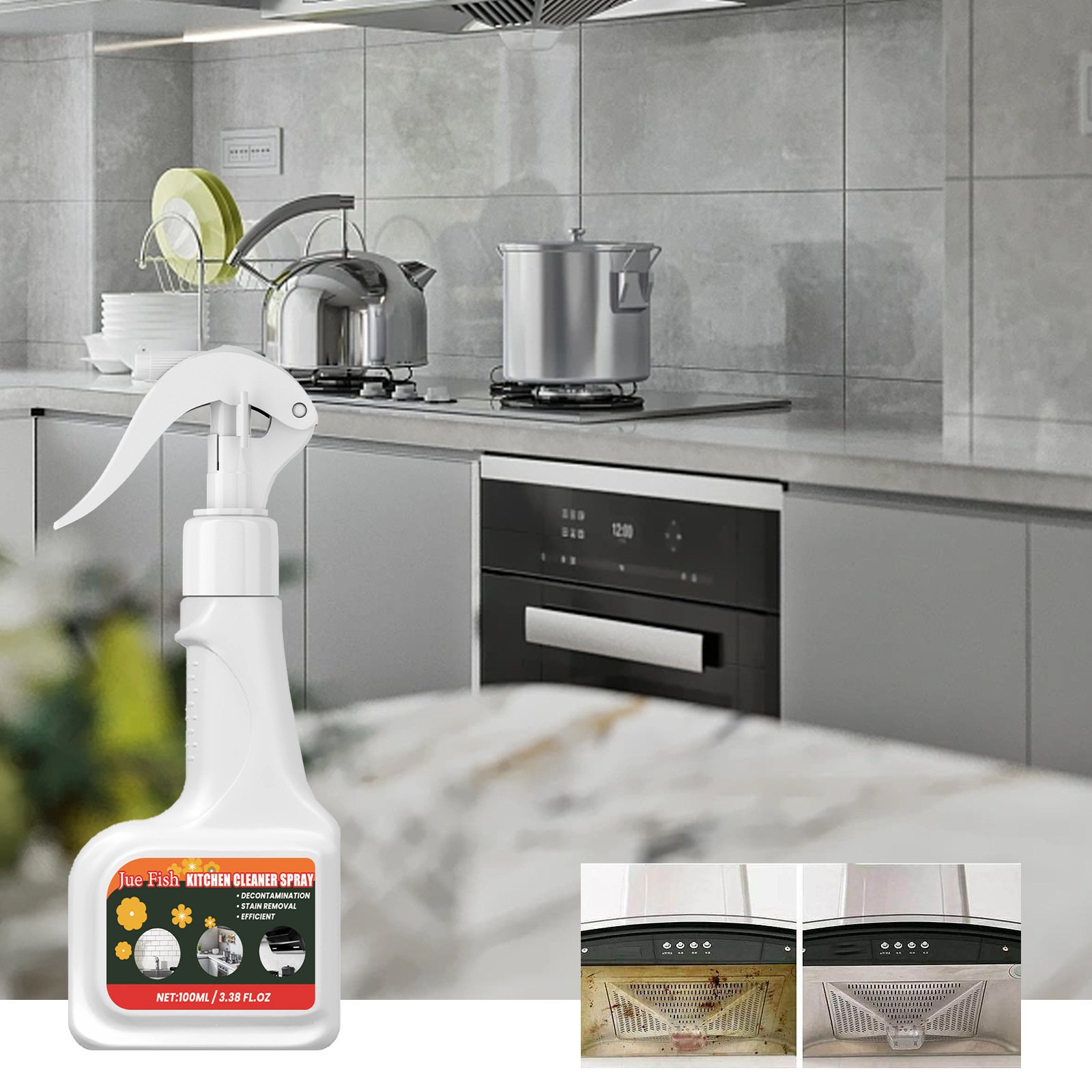 Jue-Fish Multifunctional Bubble Foam Household Oil Stain Removing Cleaning Detergent Kitchen Cleaner Spray