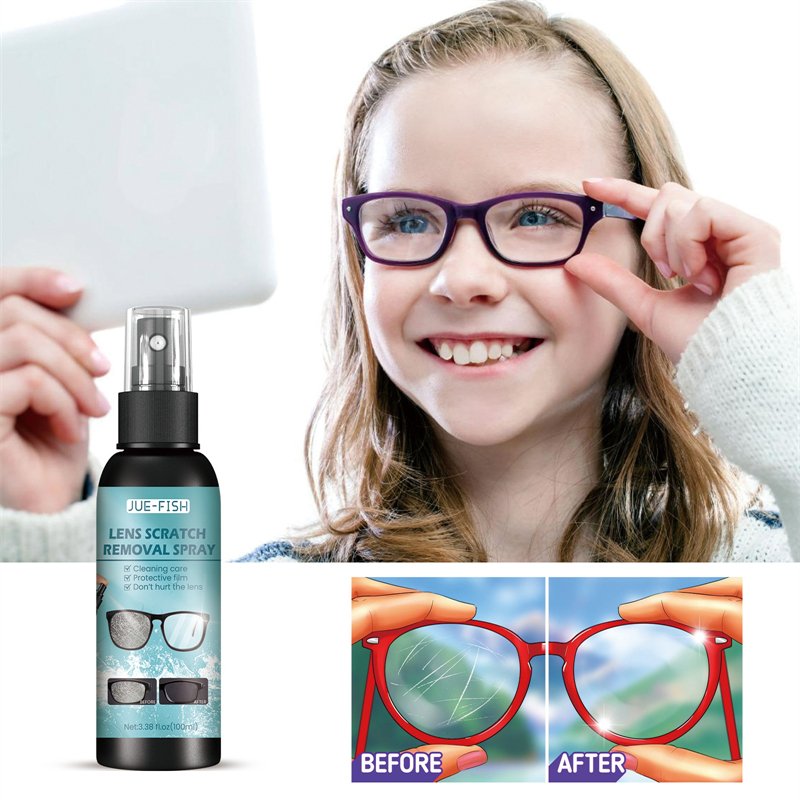 Jue Fish 100ml lens scratch removal spray ski goggles helmet face mask phone screen vr swimming glass cleaner for glasses