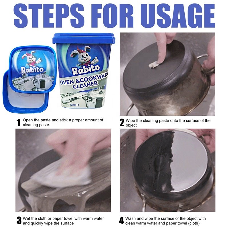 Kitchen Heavy Oil Cleaner Paste Fast Cleaner Hoods Stoves Ovens Stain Removal Clean Cookware Pan Cleaner