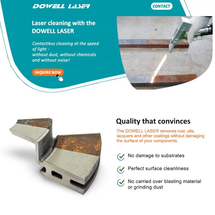 2022 Dowell 1kw 1.5kw 2kw 3kw mini continuous laser cleaning machine laser rust and paint removal cleaner