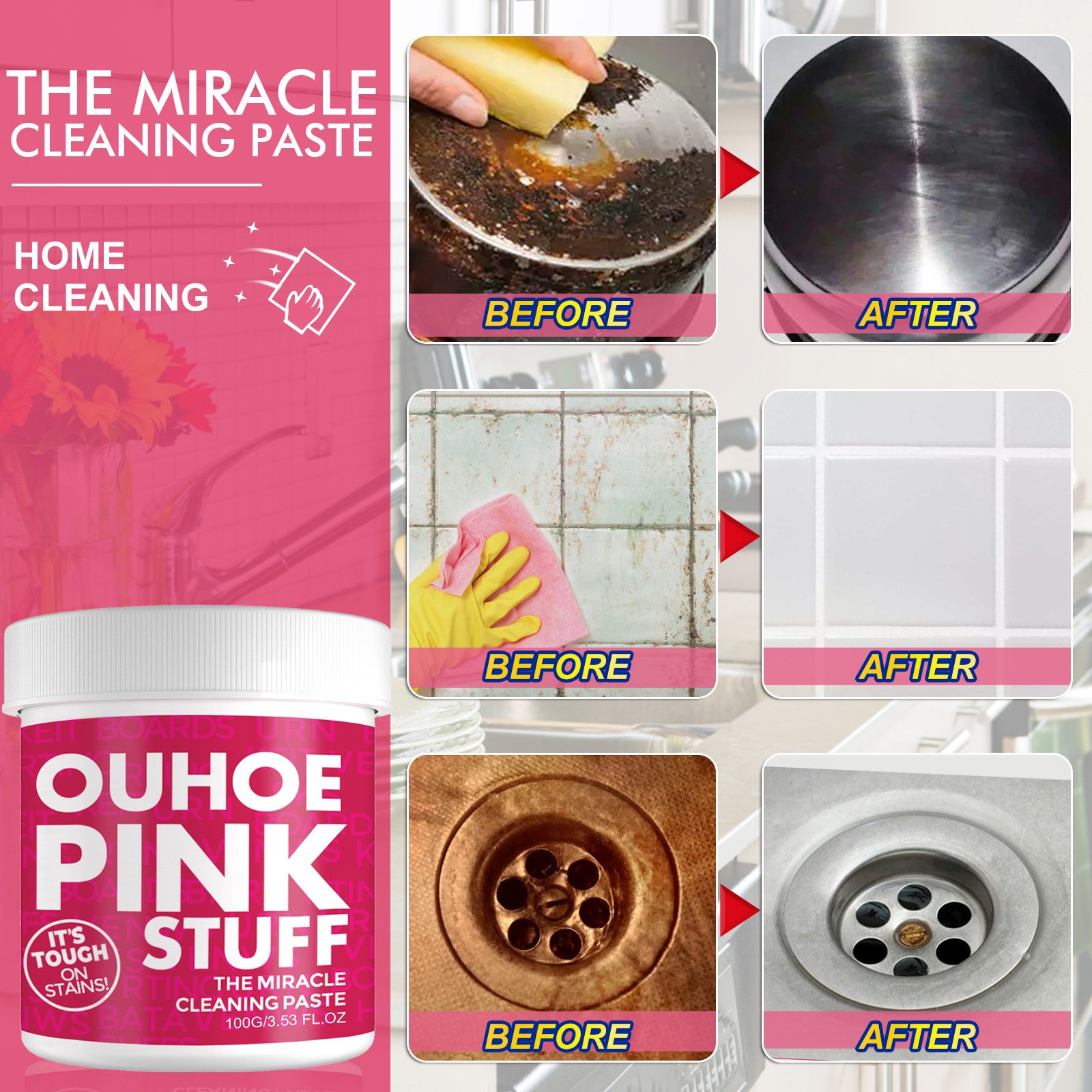 High Efficiency Powerful Heavy Oil Stain Remover Stainless Steel Kitchen Scouring Cleaners