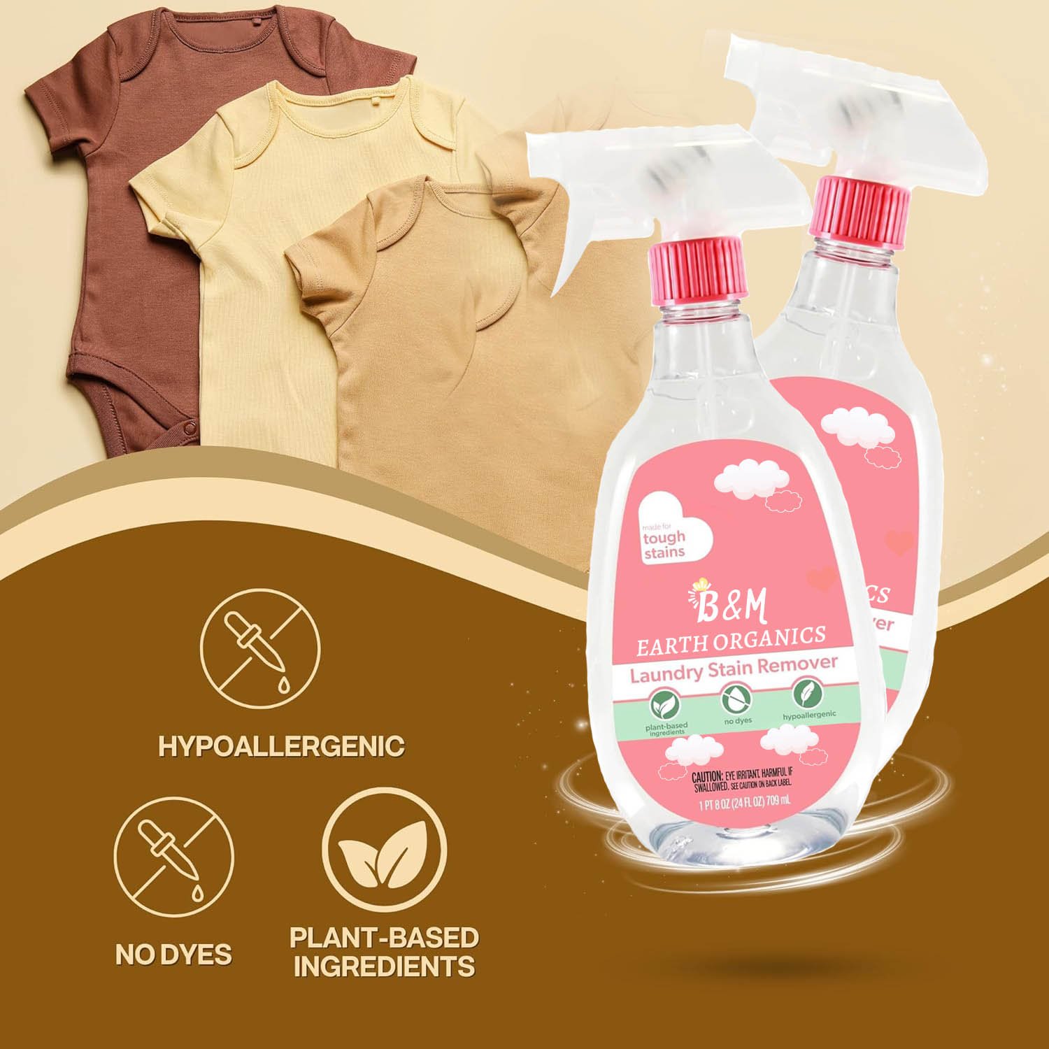 Laundry Stain Remover Spray for Babies Bundle Includes Laundry Stain Remover Spray Hypoallergenic Safe for Baby Clothes