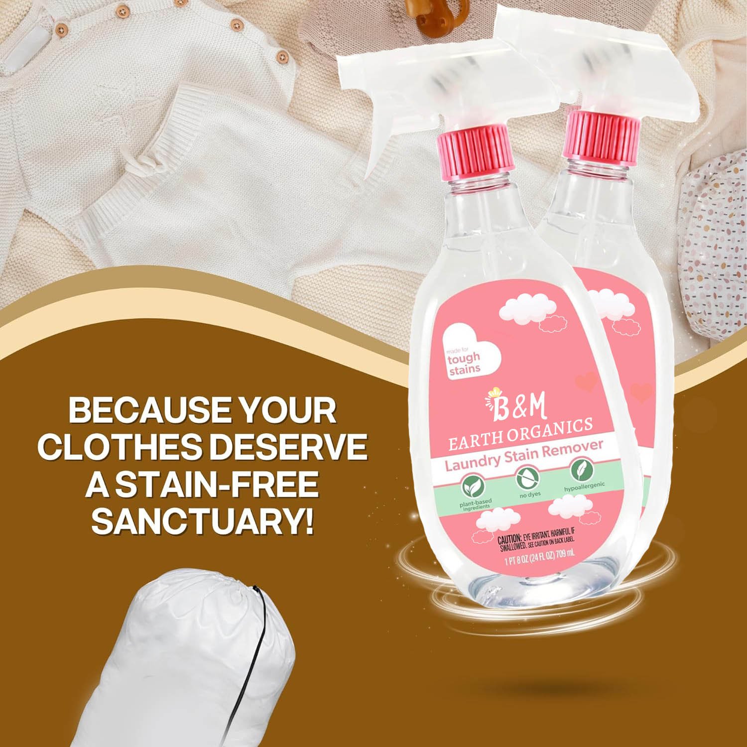 Laundry Stain Remover Spray for Babies Bundle Includes Laundry Stain Remover Spray Hypoallergenic Safe for Baby Clothes