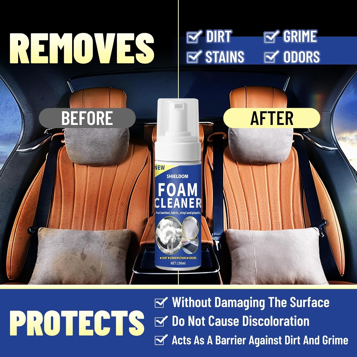 Multifunctional Car Interior Foam Cleaner Cars Seat Cleaner Multi Purpose Foaming Deep Cleaning For Auto And Home Remove Stain
