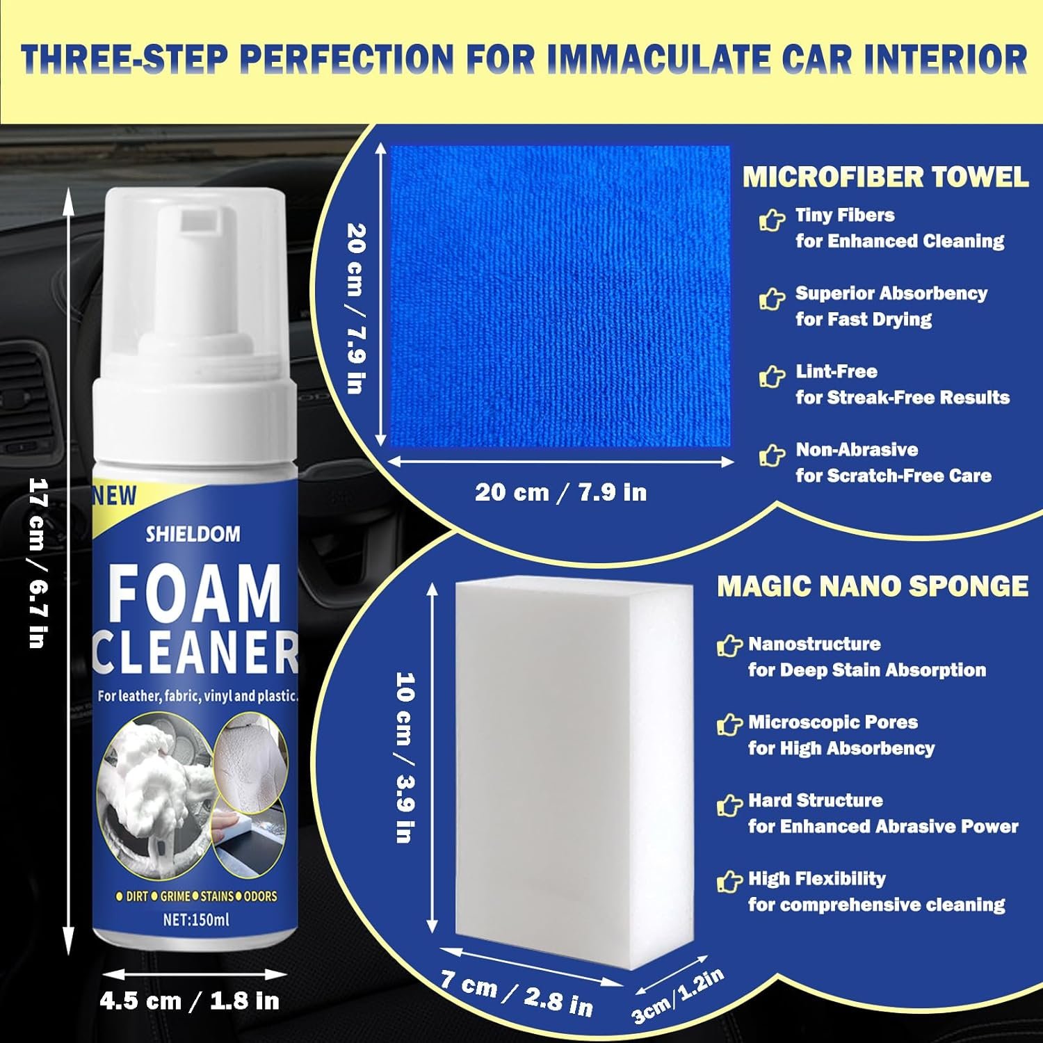 Multifunctional Car Interior Foam Cleaner Cars Seat Cleaner Multi Purpose Foaming Deep Cleaning For Auto And Home Remove Stain