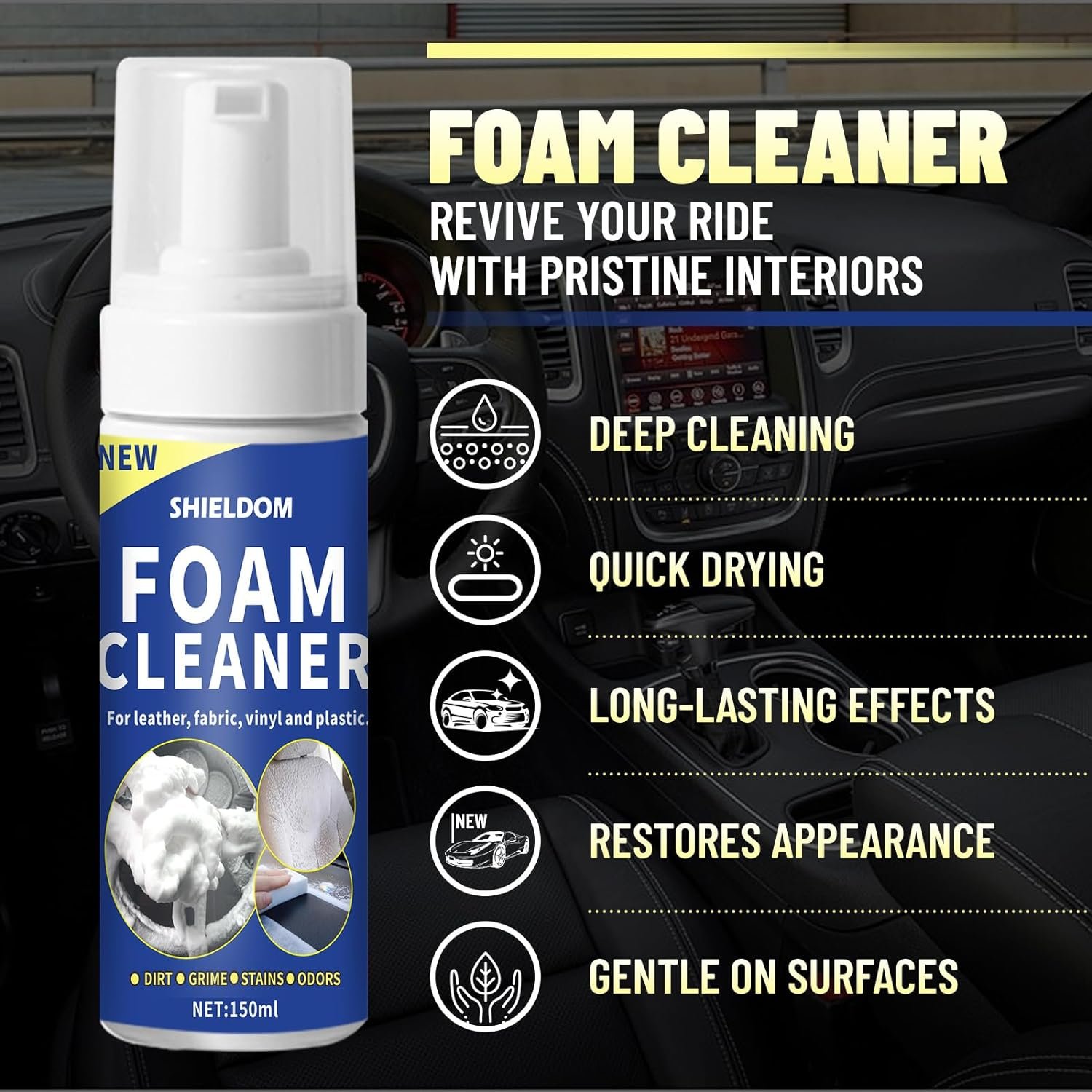 Multifunctional Car Interior Foam Cleaner Cars Seat Cleaner Multi Purpose Foaming Deep Cleaning For Auto And Home Remove Stain