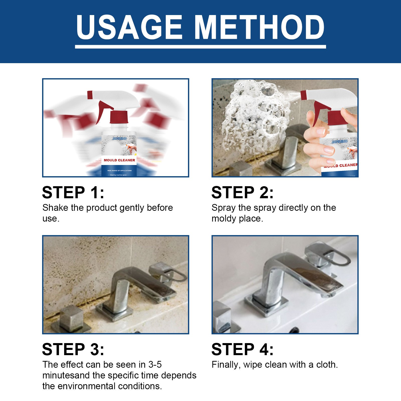 Jaysuing Mildew Removal Spray Ceiling Bathroom Tile Wall Multi Effect Cleaning And Decontaminating Mildew Removal Spray