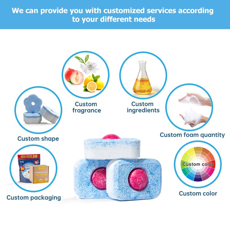 OEM/ODM 85pcs powerful oil stain removal dishwasher detergent Fresh Scent 2-in-1 Rinse Aid dishwasher detergent block