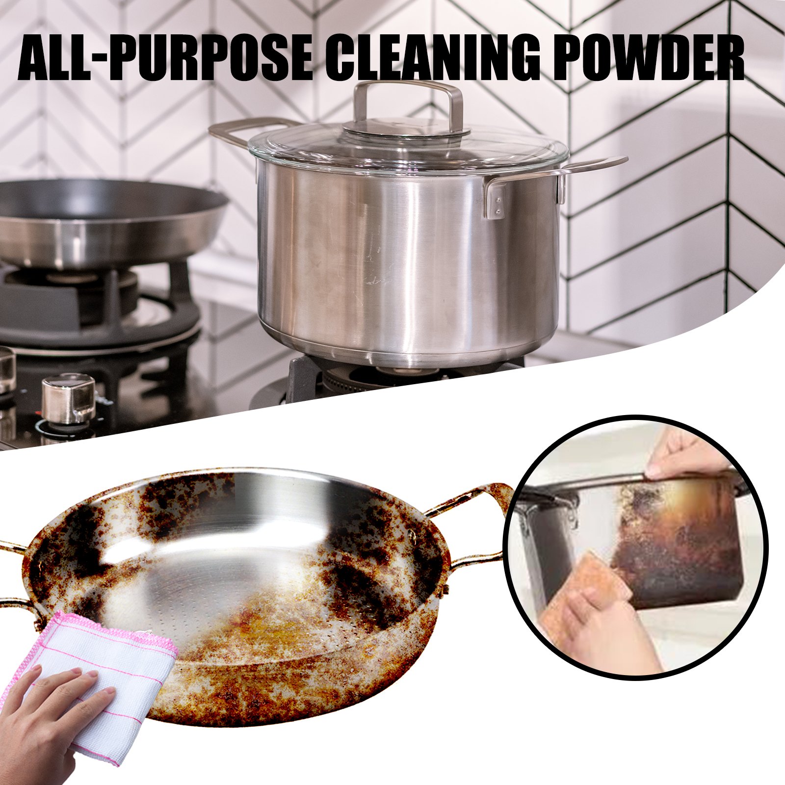 Jaysuing Rust Cleaning Product Oil Stains Grease Remove Cleaning Kitchen Effective Cleansing Oil Powder