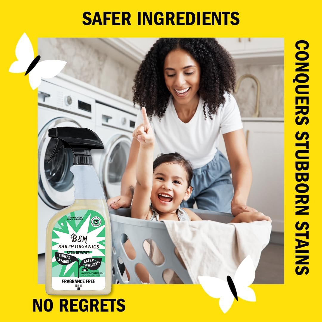 Natural Laundry Stain Remover Spray Gentle Yet Powerful Great for Baby Pet Stains Earth Derived Ingredients