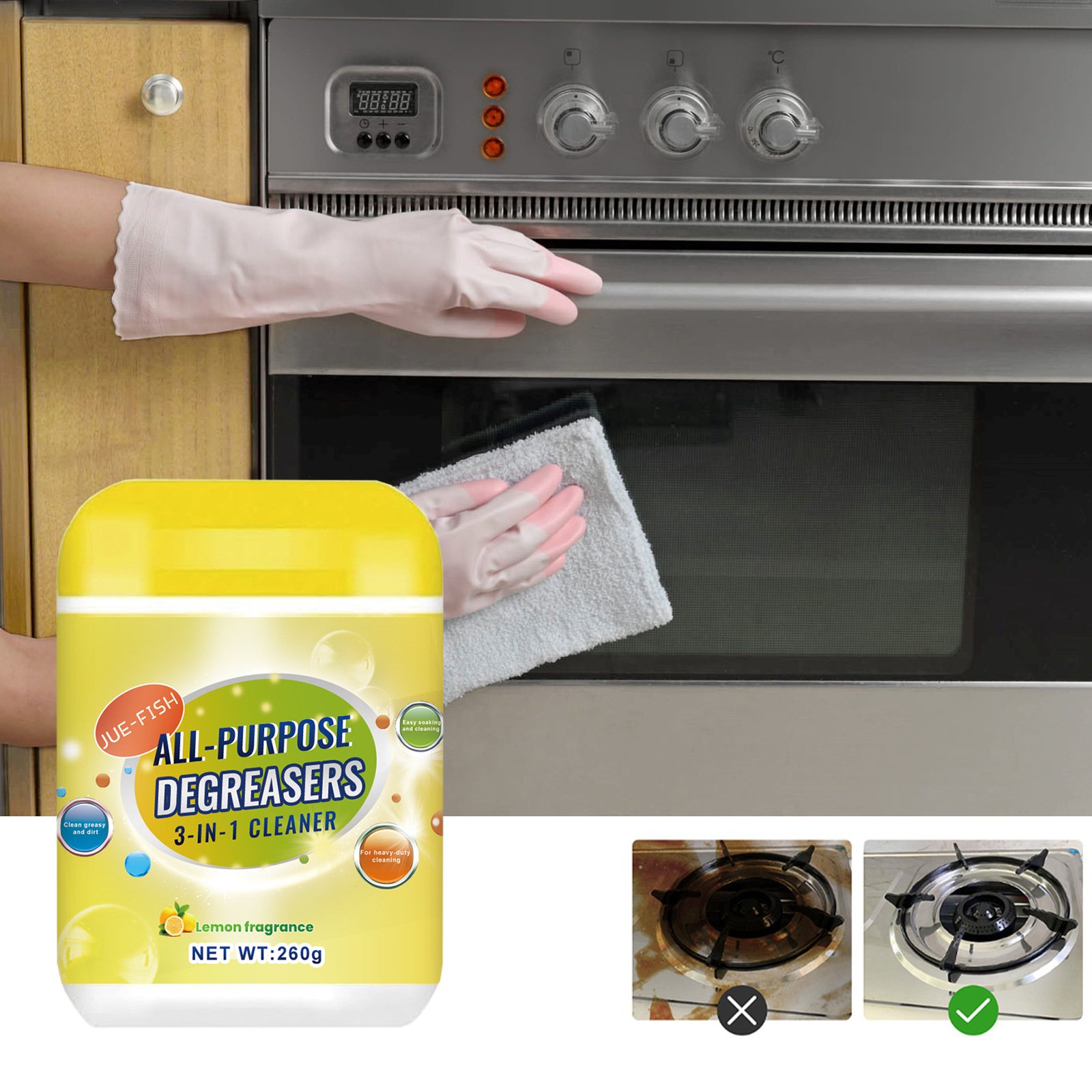 Wholesale Private Label 260G All-Purpose 3 In 1 Cleaner Heavy Oil Stain Remover Kitchen Cleanser