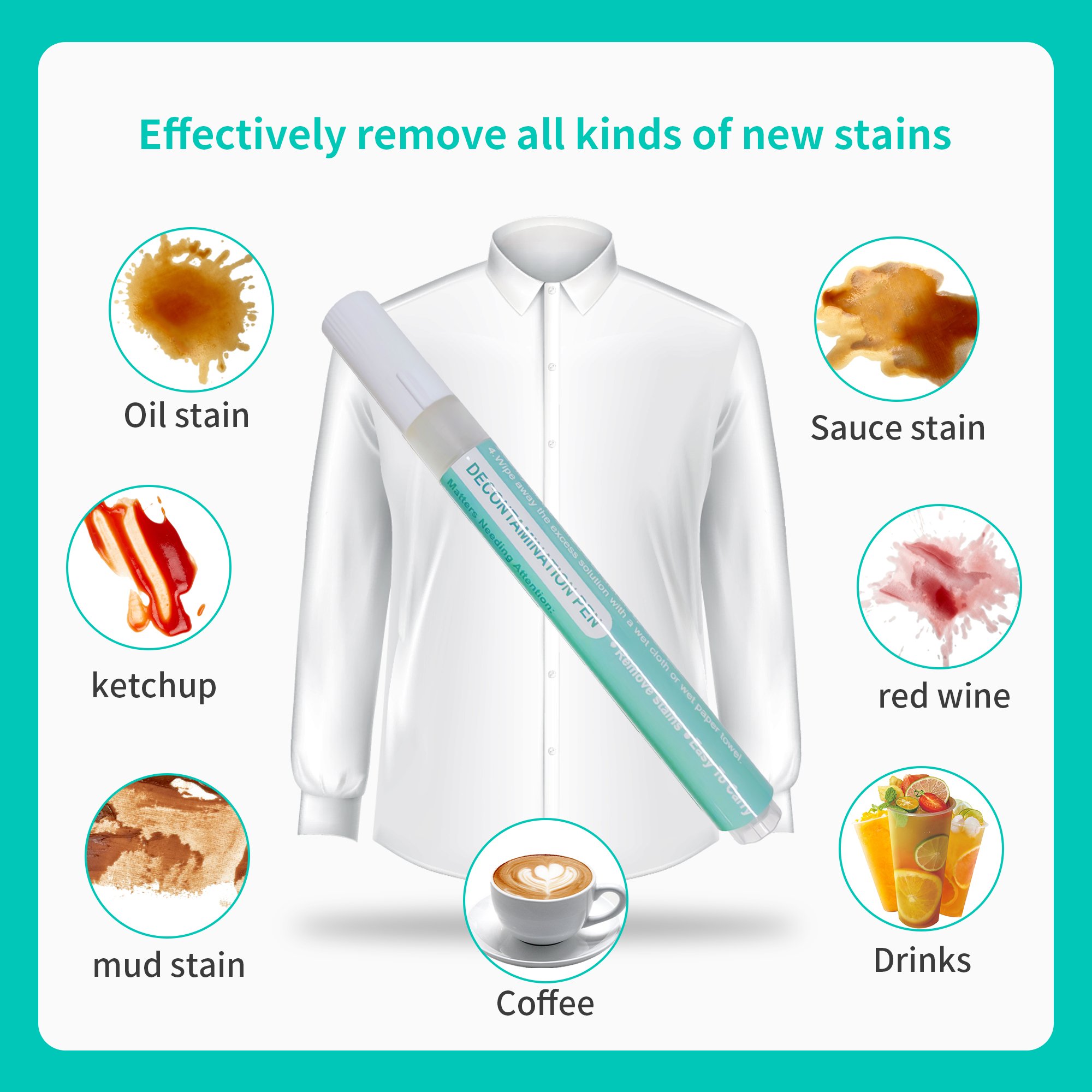 Clothes Stain Removal Rolling Pen Oil Stain Cleaning Portable Cleaning Products Decontamination Pen Detergent For Clothing 10ml