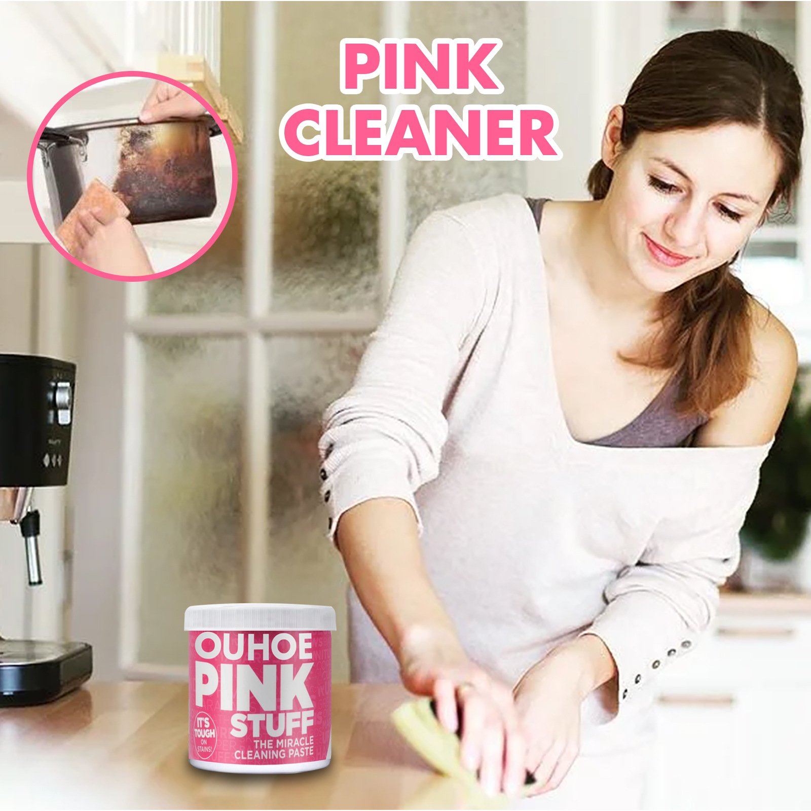 Home gentle multi-functional cleaning cream to remove heavy grease kitchen universal pink cleaning powder