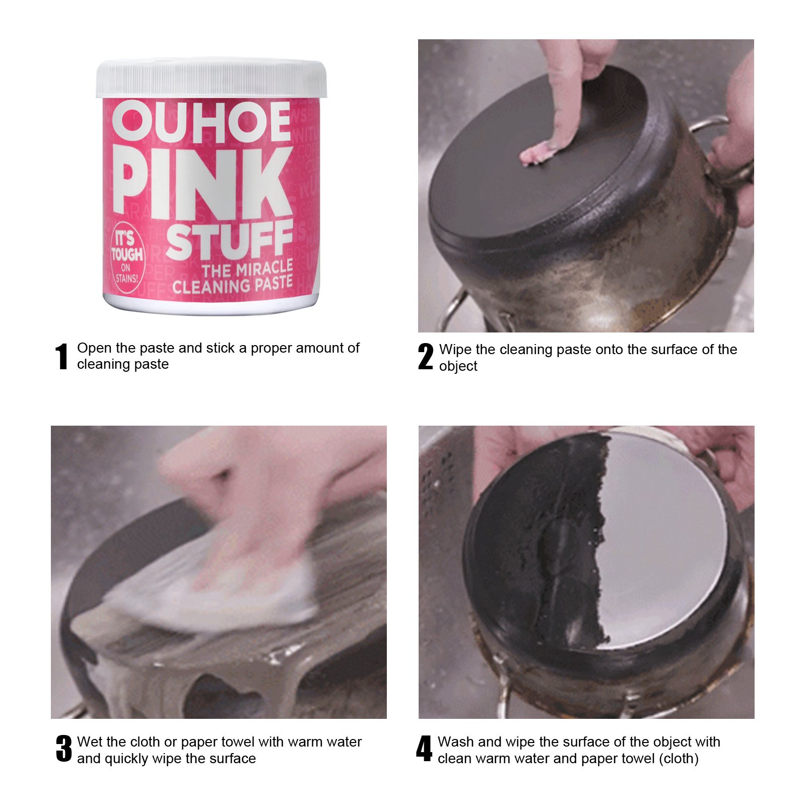 Home gentle multi-functional cleaning cream to remove heavy grease kitchen universal pink cleaning powder