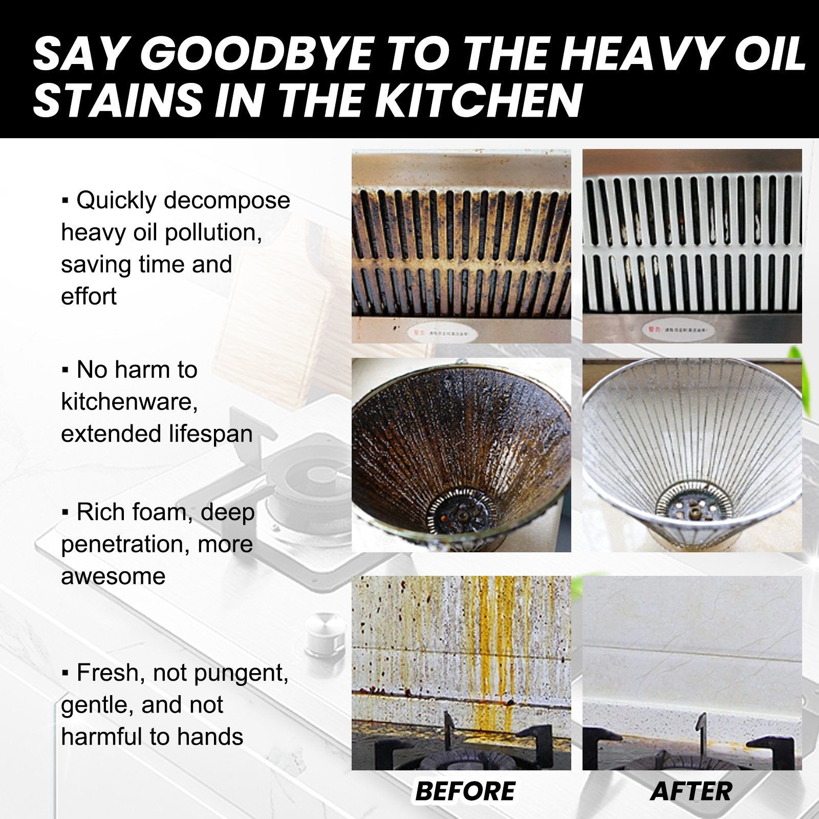 Jue fish Oil And Grease Cleaner Easily Oil Stain Cleaners Multipurpose Heavy Oil Cleaner