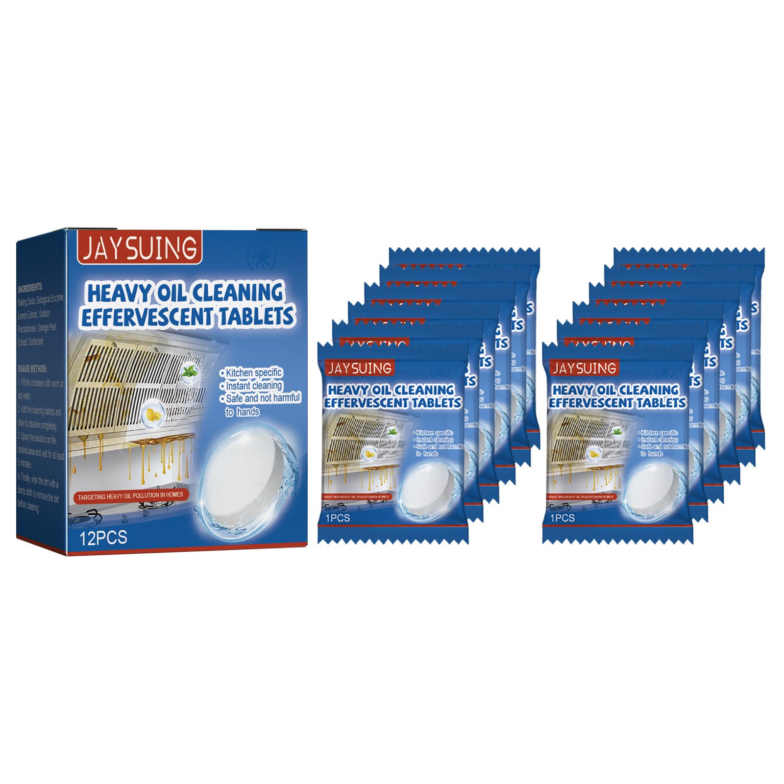Hot selling heavy oil cleaner non-toxic kitchen oil fingerprint residue removal water stains cleaning effervescent tablets