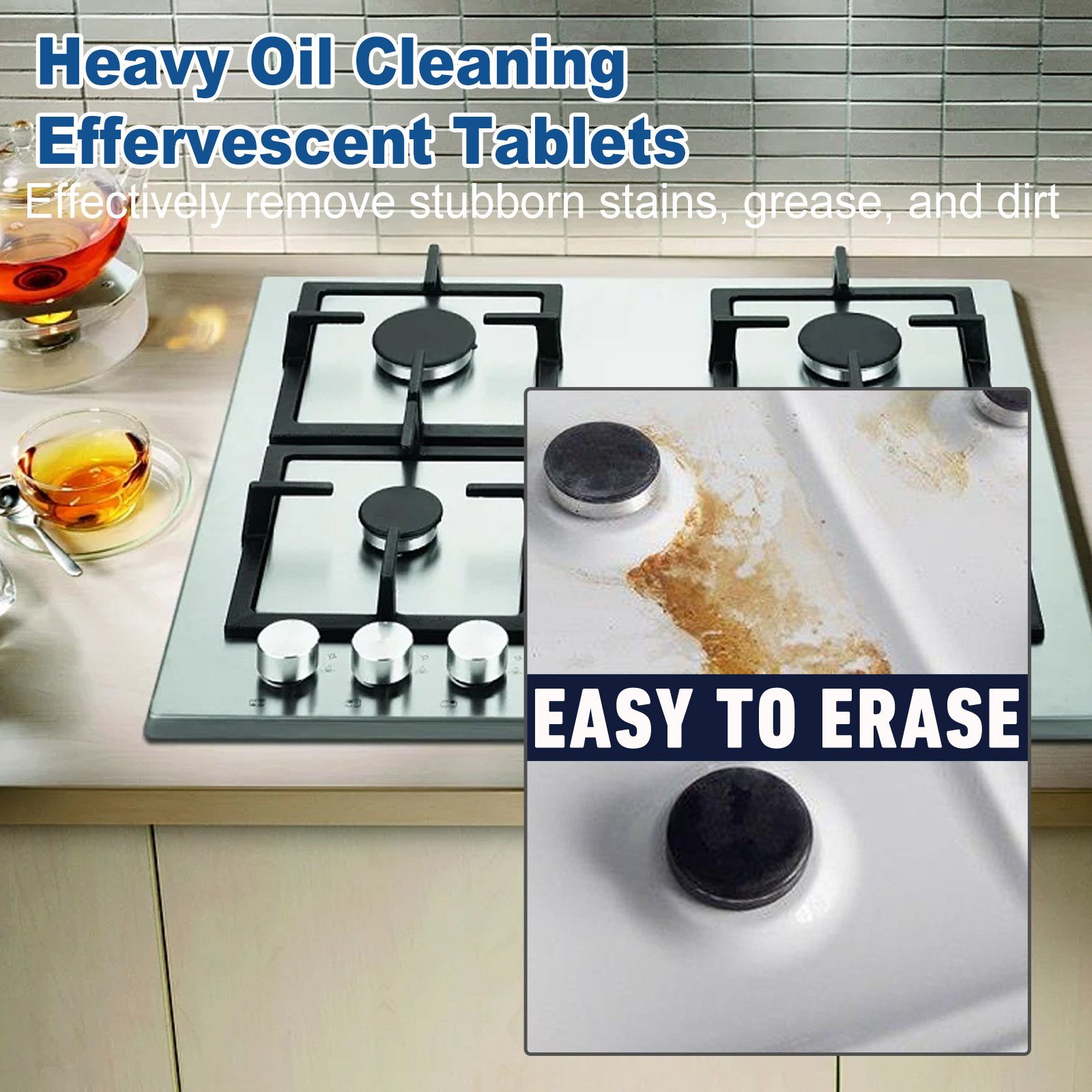 Hot selling heavy oil cleaner non-toxic kitchen oil fingerprint residue removal water stains cleaning effervescent tablets