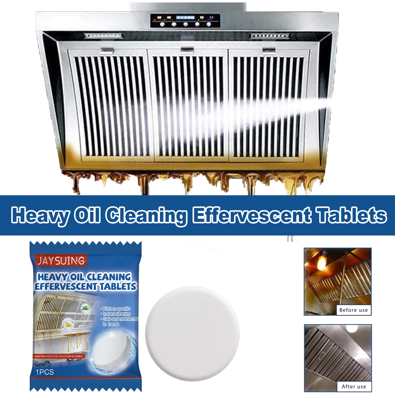 Hot selling heavy oil cleaner non-toxic kitchen oil fingerprint residue removal water stains cleaning effervescent tablets