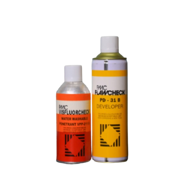 Quality Assured PMC Visfluor Organic Dual Check Penetrant Check Penetrant (Water Washable) with Developer Solvent for Sale