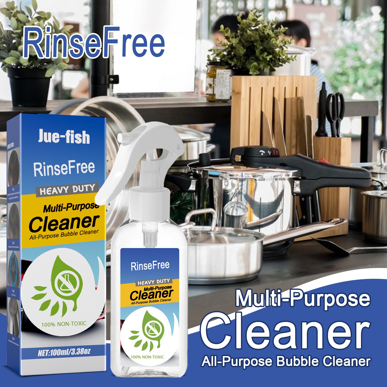 Jue-Fish OEM Kitchen Cleaner Spray Grease Degreaser Oil Remover Oil Stain Cleaning Gentle Stove Oven Cleaner