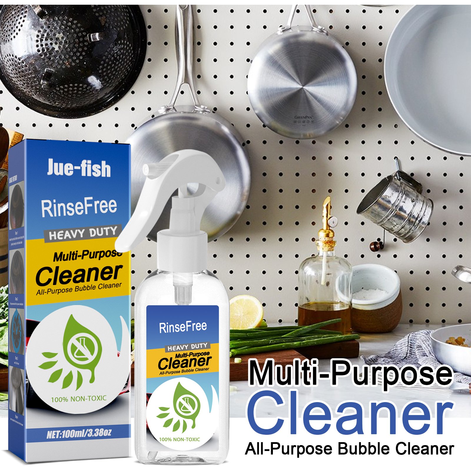 Jue-Fish OEM Kitchen Cleaner Spray Grease Degreaser Oil Remover Oil Stain Cleaning Gentle Stove Oven Cleaner