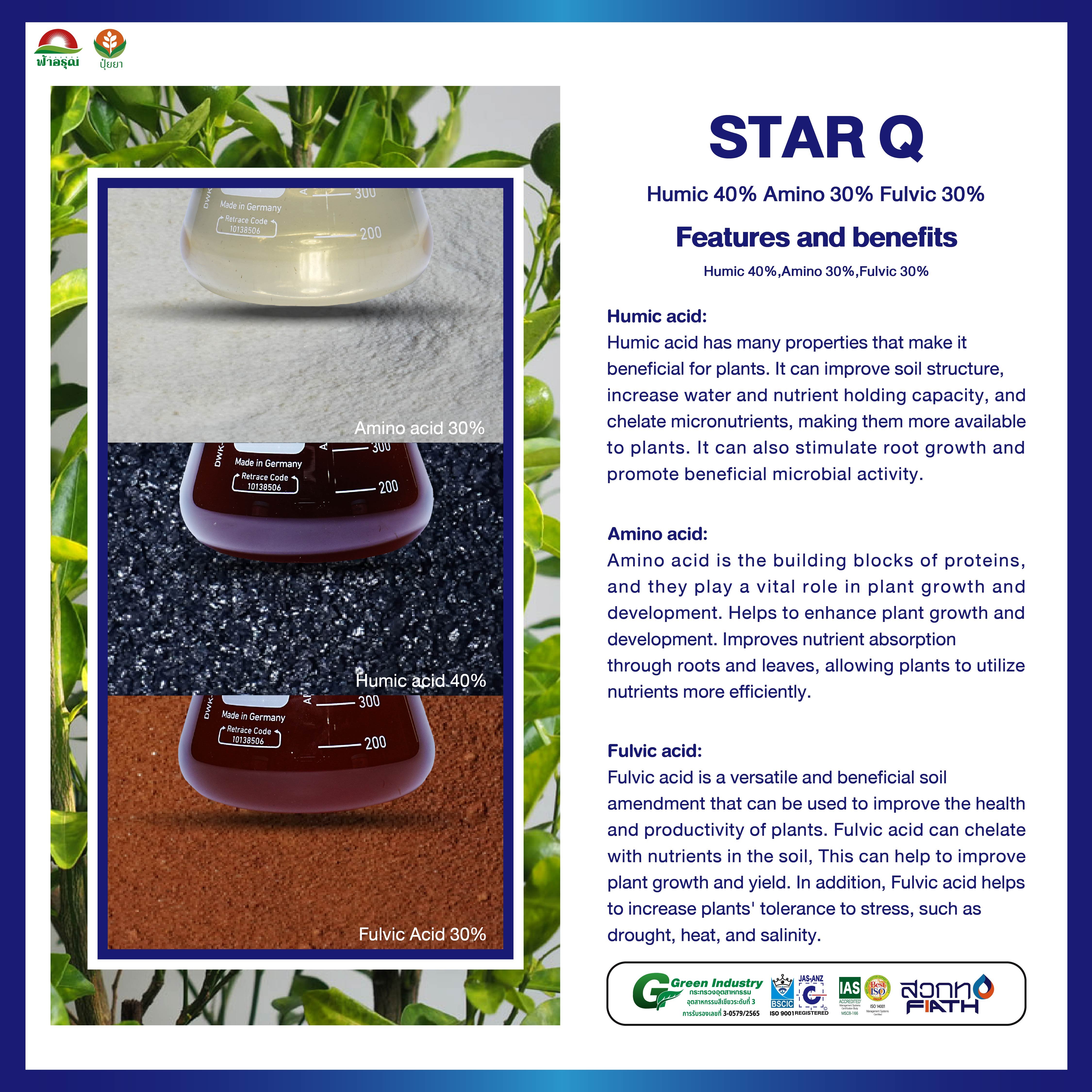 STAR Q Organic Liquid Fertilizer Humic Amino Fulvic Plant Nutrition from Thailand for Kumquat Agriculture